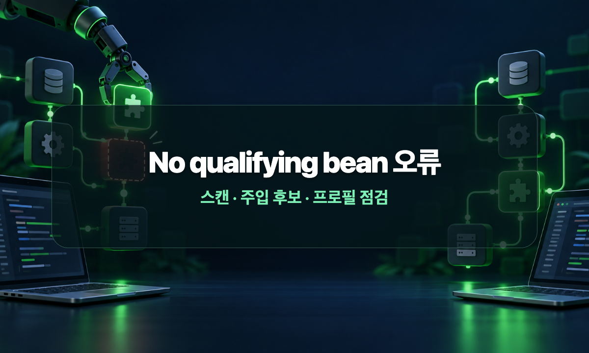Spring Boot No qualifying bean 오류를 컴포넌트 스캔과 의존성 연결 점검으로 해결하는 개발자용 3D 일러스트