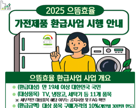 2025년 고효율 가전제품 환급사업, 최대 60만원,