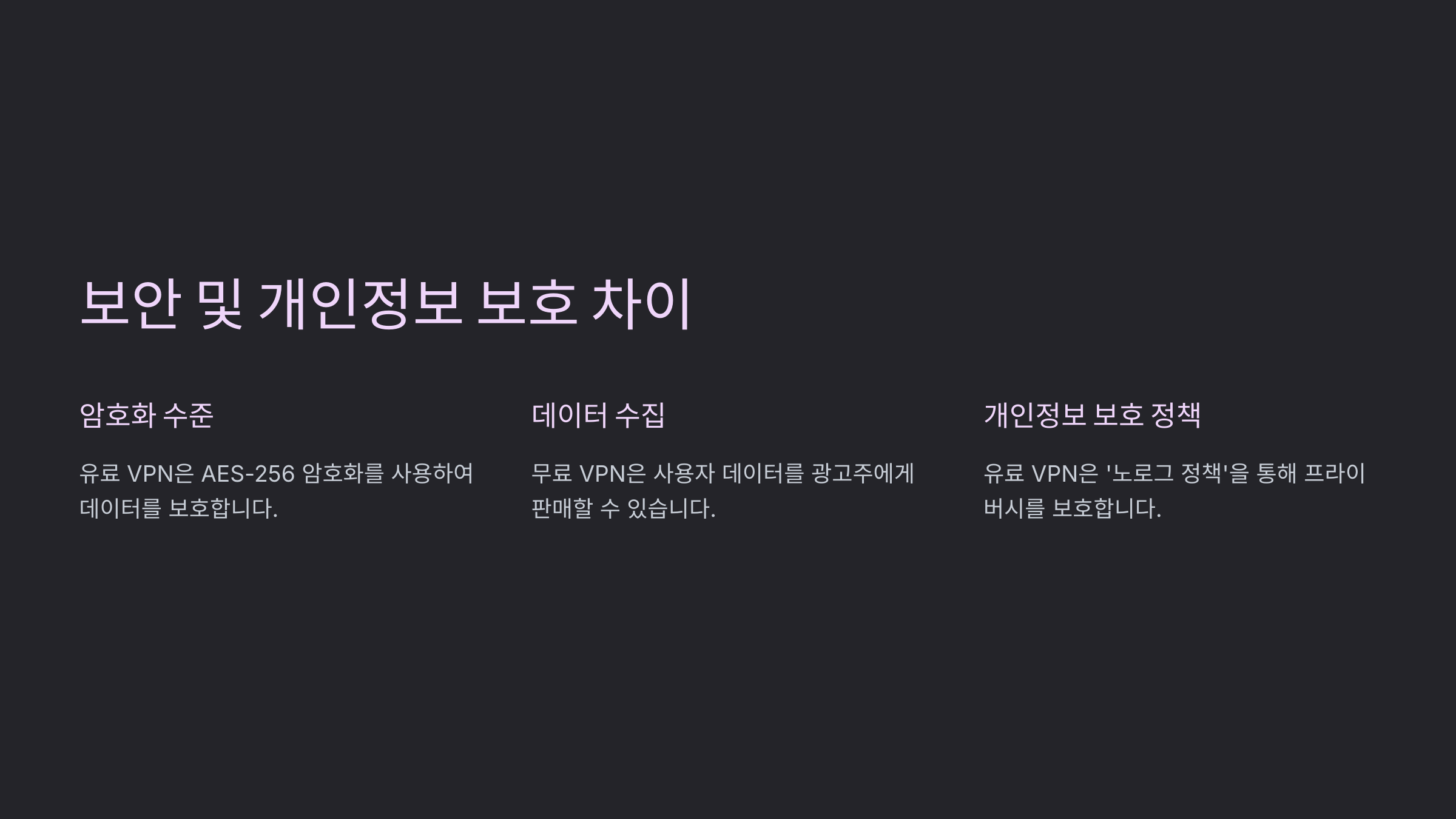 보안 및 개인정보 보호 차이