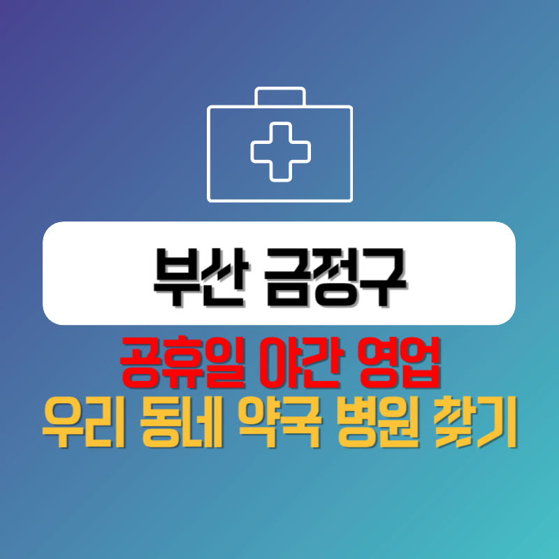 부산 금정구 공휴일 야간 영업 우리 동네 약국 병원 찾기