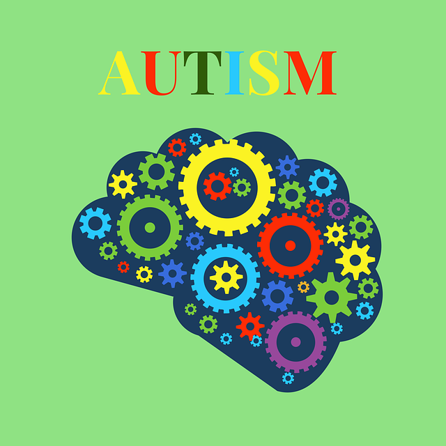 뇌모양-내부에-무지개색-톱니모양디자인-AUTISM-포스터