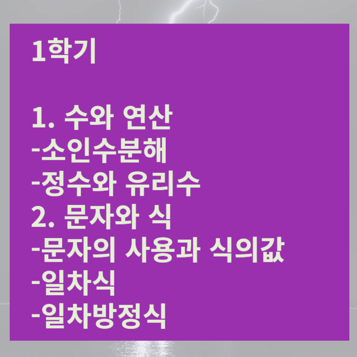 중1 수학 목차 1학기