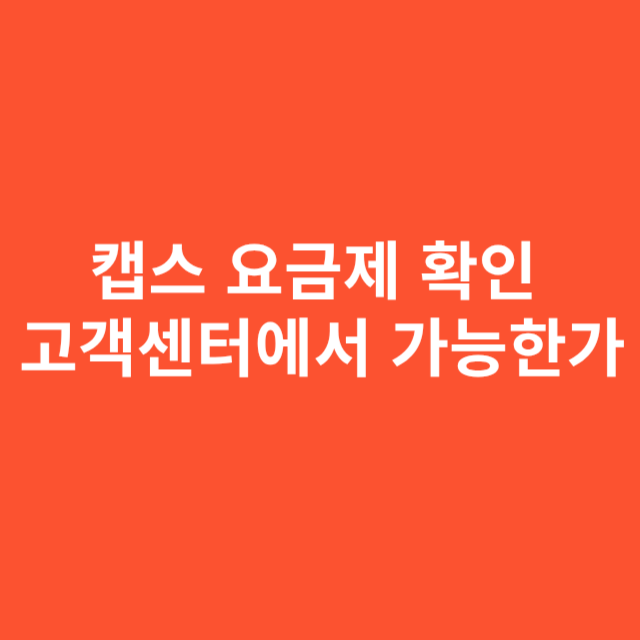캡스 요금제 확인 고객센터에서 가능한가