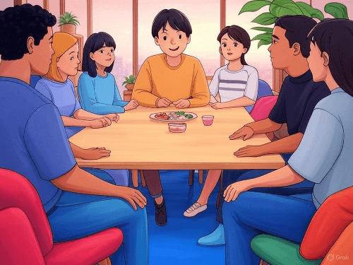 해외여행 숙소 절약을 위해 논의중인 가족