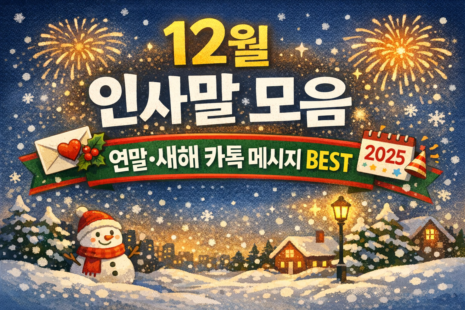 12월 인사말 모음 연말 새해 카톡 메시지를 표현한 겨울 감성 썸네일 이미지