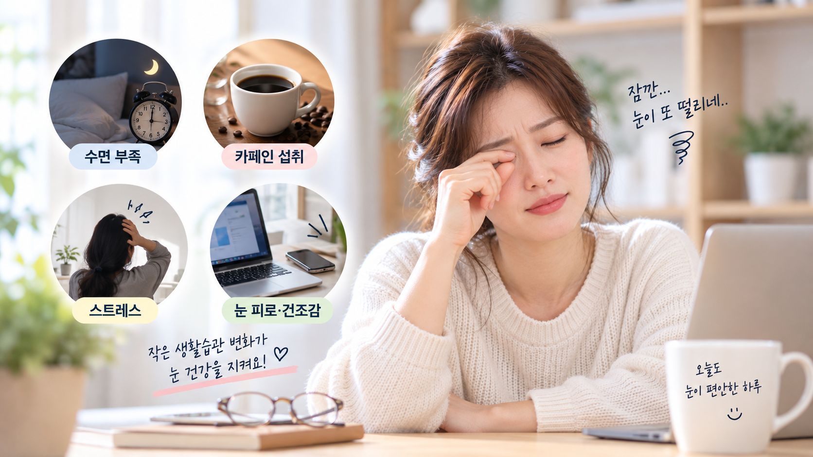 눈밑 떨림을 유발할 수 있는 수면 부족과 카페인 섭취