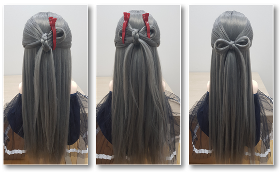 리본머리 헤어스타일 과정2