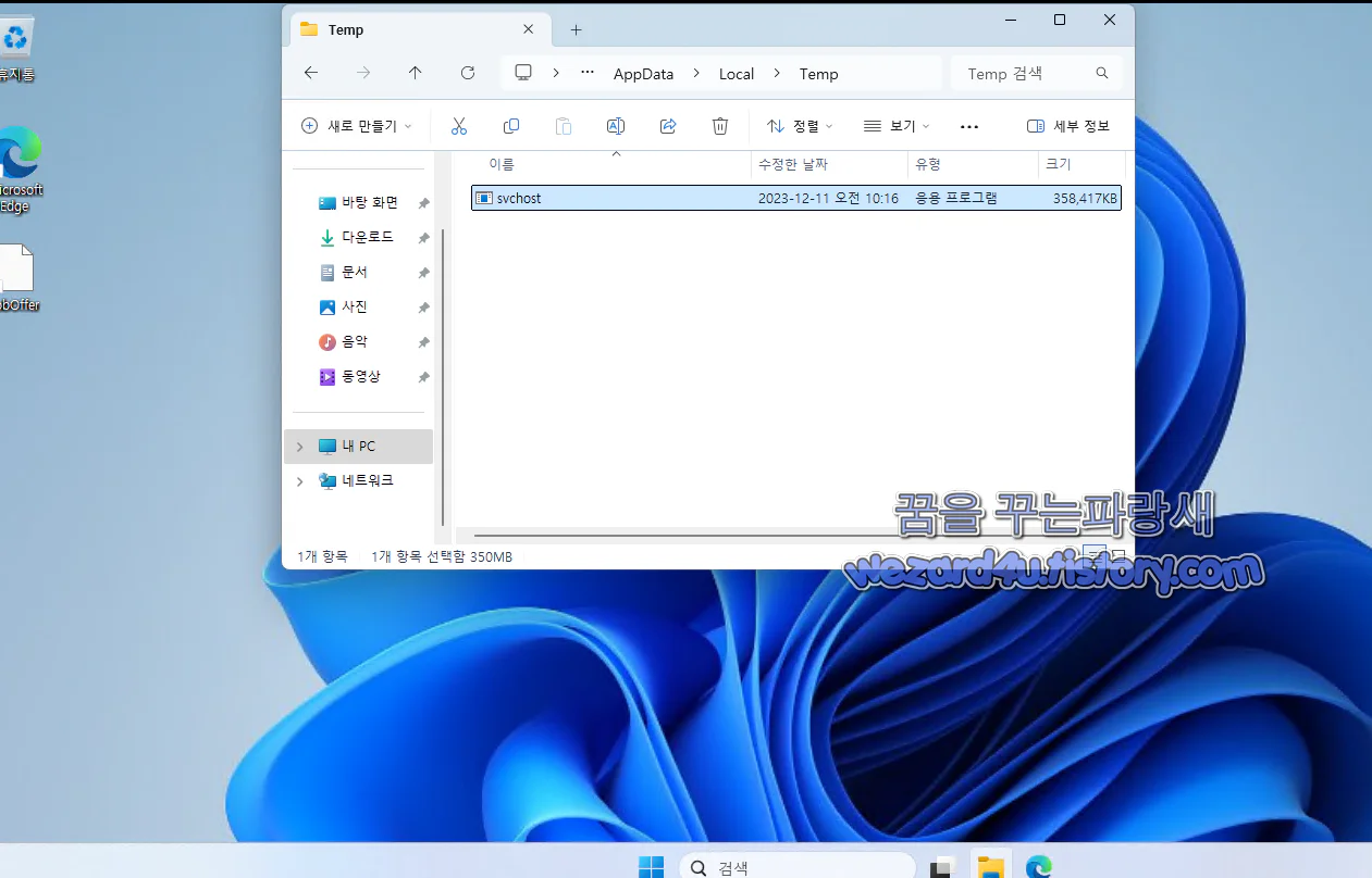 악성코드 실행시 생성되는 svchost.exe