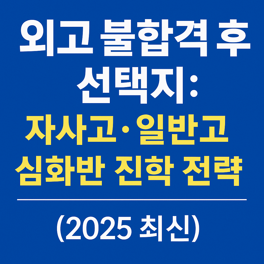 외고 불합격 후 선택지: 자사고&middot;일반고 심화반 진학 전략