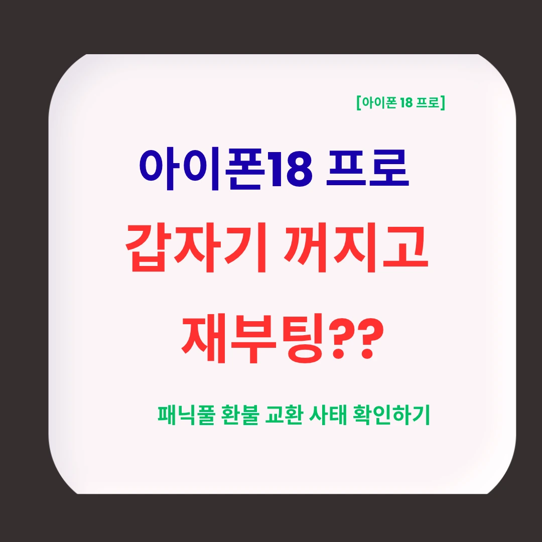 아이폰18 프로 패닉풀 갑자기 꺼지는 원인과 교환&middot;환불 방법