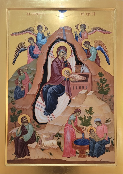 사진은 대전 원신흥동성당 안에 있는 이콘 그림으로서 예수님의 탄생을 표현한 작품입니다.