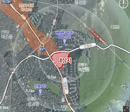 창조산업거점으로 개발예정부지 위치도