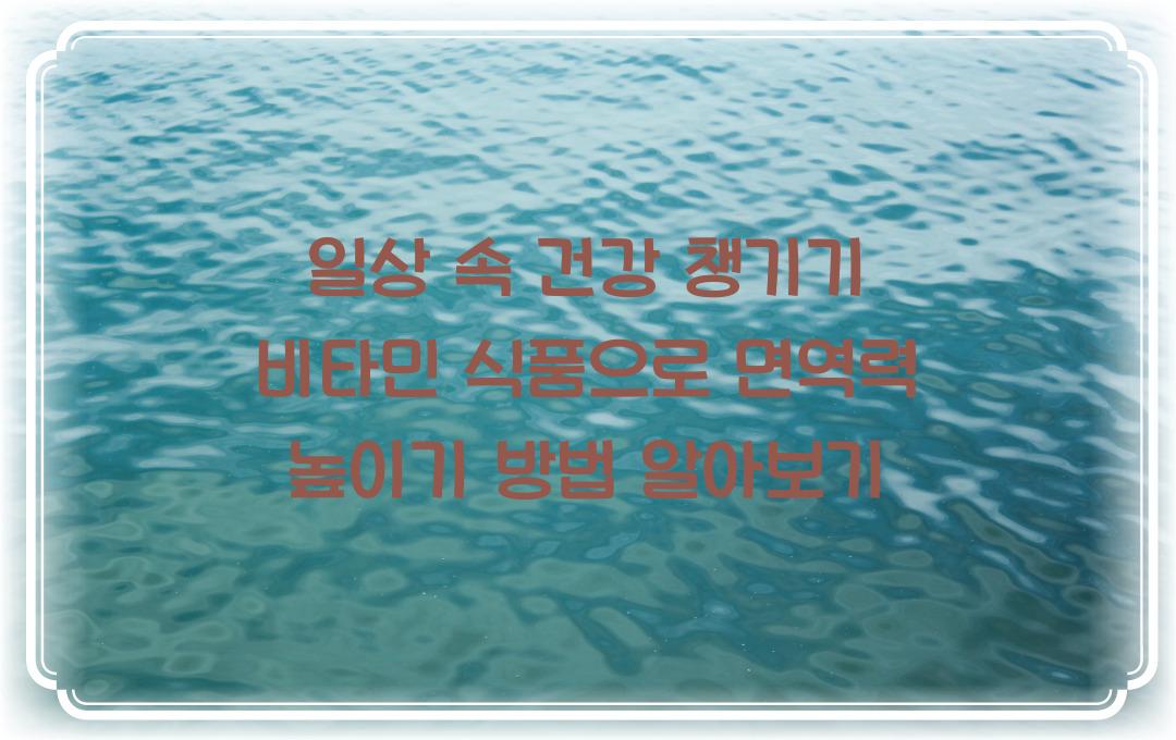 일상 속 건강 챙기기! 비타민 식품으로 시작하세요