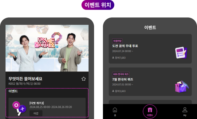 티벗 퀴즈 투표 참여 방법 KBS 아침마당 2TV 생생정보 무엇이든 물어보세요