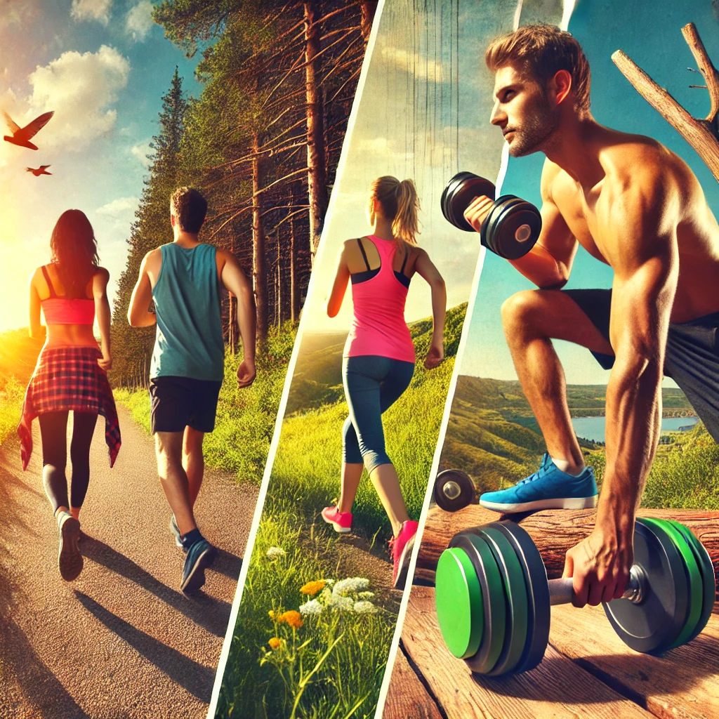 걷기 운동하는 사람들 과 근력 운동 하는 사람