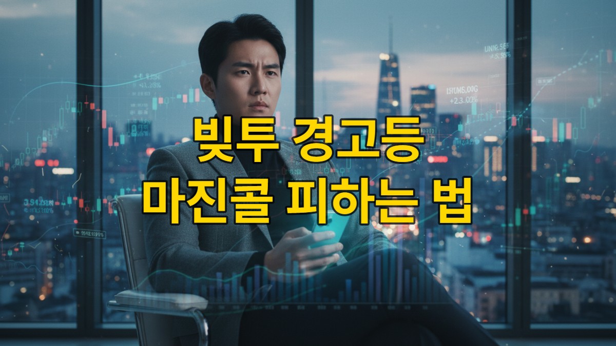 최근 주식 시장에서 신용거래의 위험성을 인지하며 심각하게 고민하는 한국인 투자자의 모습