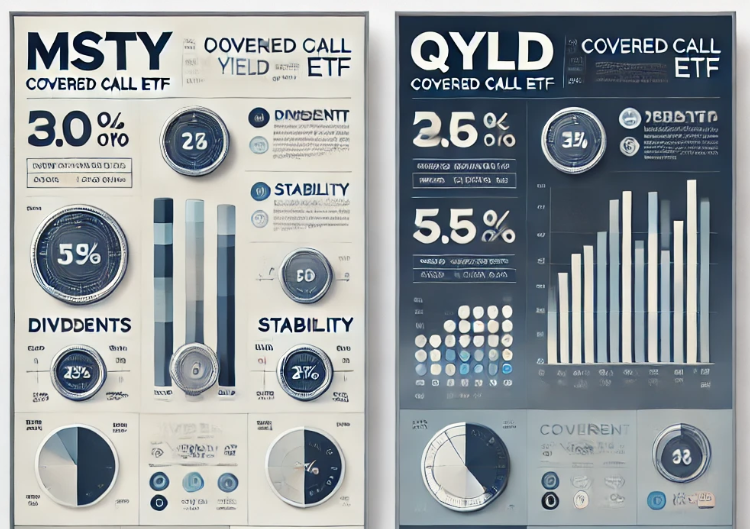 커버드콜 전략을 활용한 고배당 ETF MSTY와 QYLD의 배당률, 안정성, 투자 전략 비교