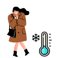 낮은 온도에 떨고 있는 여성