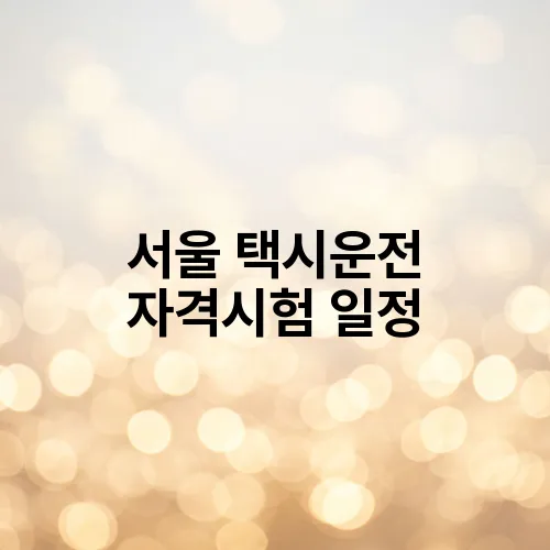 서울 택시운전 자격시험 일정