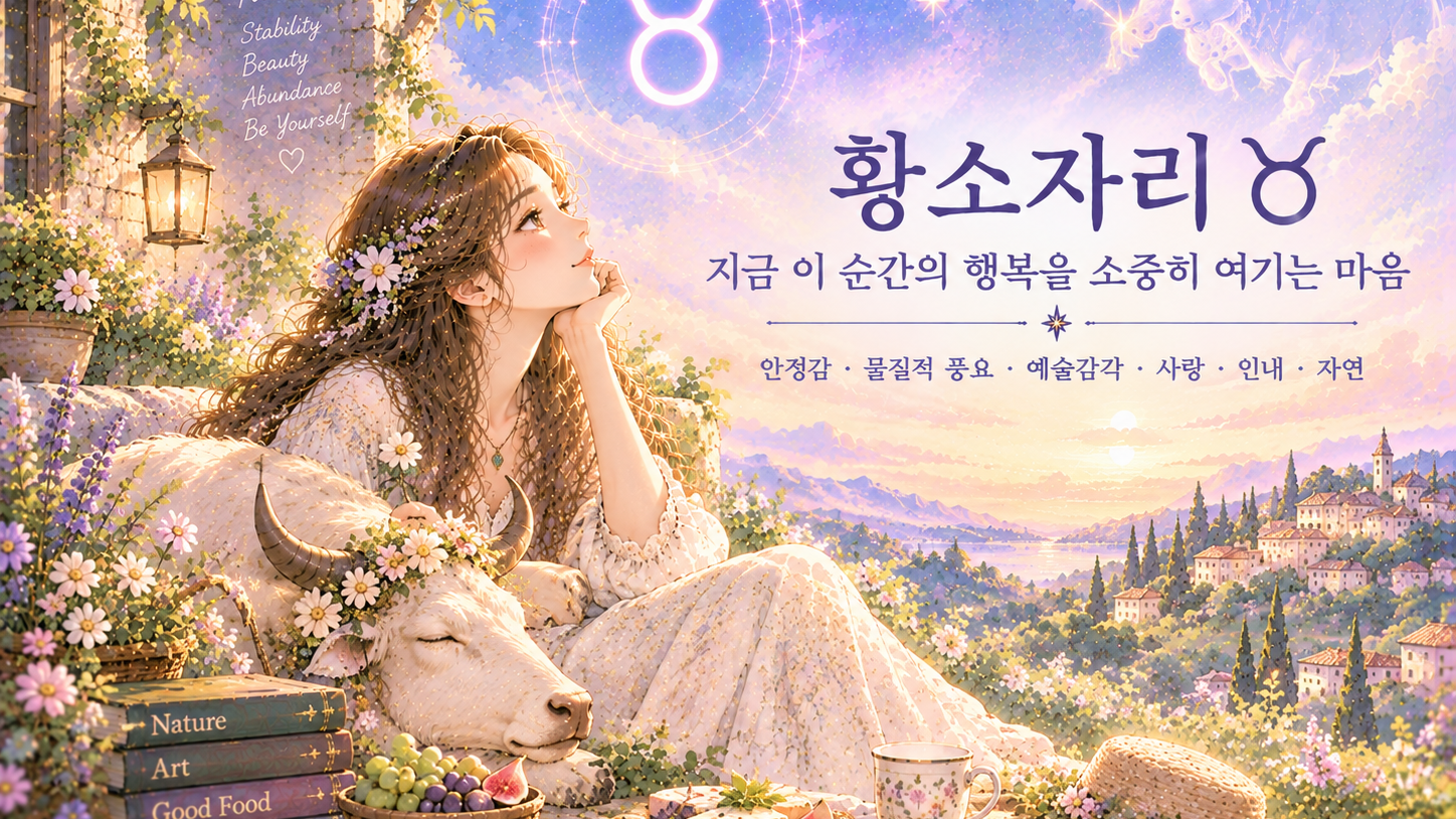 황소자리: 안정감, 물질적 풍요, 예술감각, 사랑, 자연, 끈기
