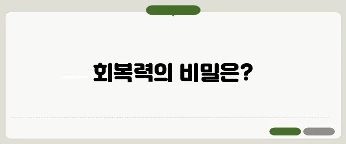 resilient 뜻과 회복탄력성 관련 표현