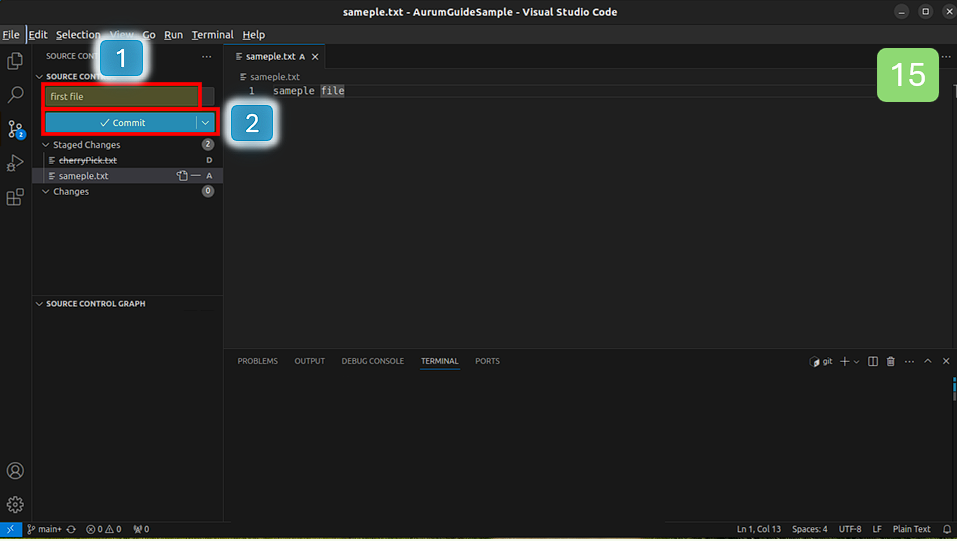 수정한 파일을 commit 합니다.
