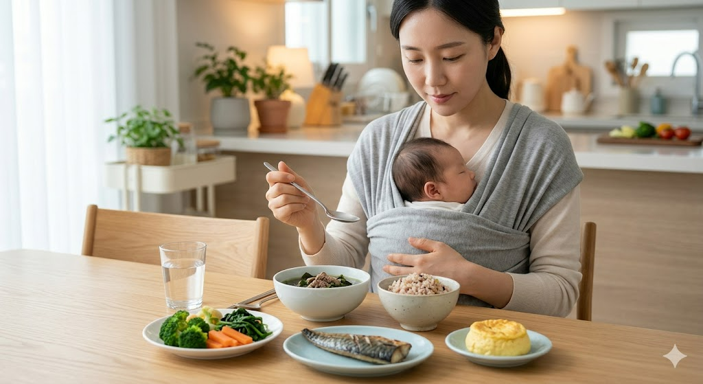 현미밥, 단백질 위주의 반찬, 풍부한 채소는 산후 혈당 관리와 수유에 가장 좋은 식단