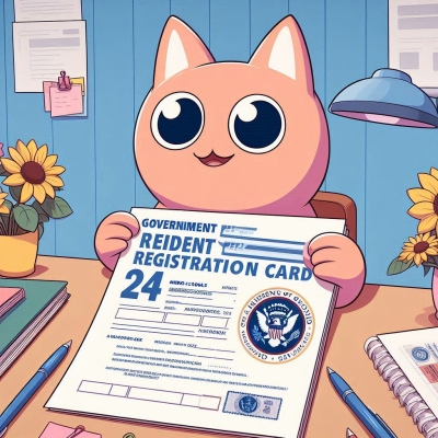 고양이 캐릭터가 들고 있는 주민등록증