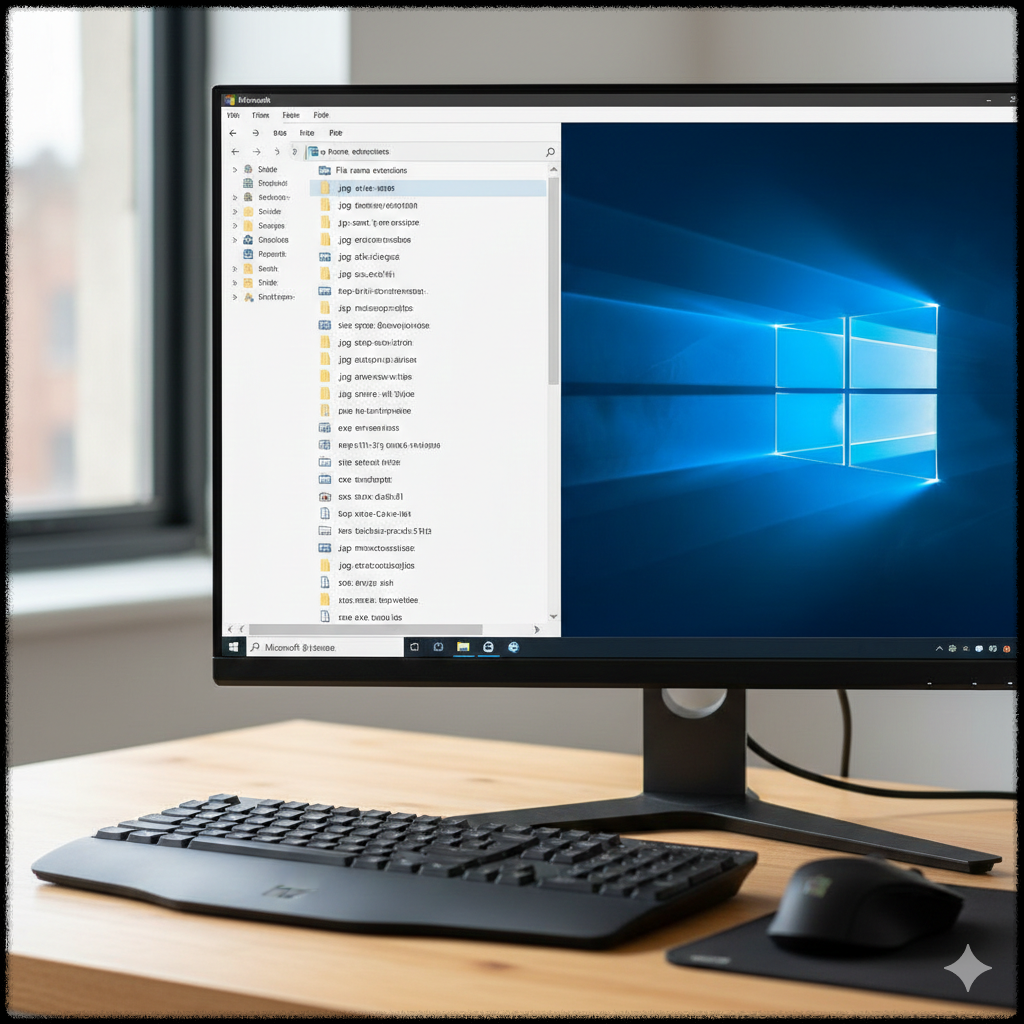 Windows 파일 탐색기에서 파일 확장자가 표시된 화면