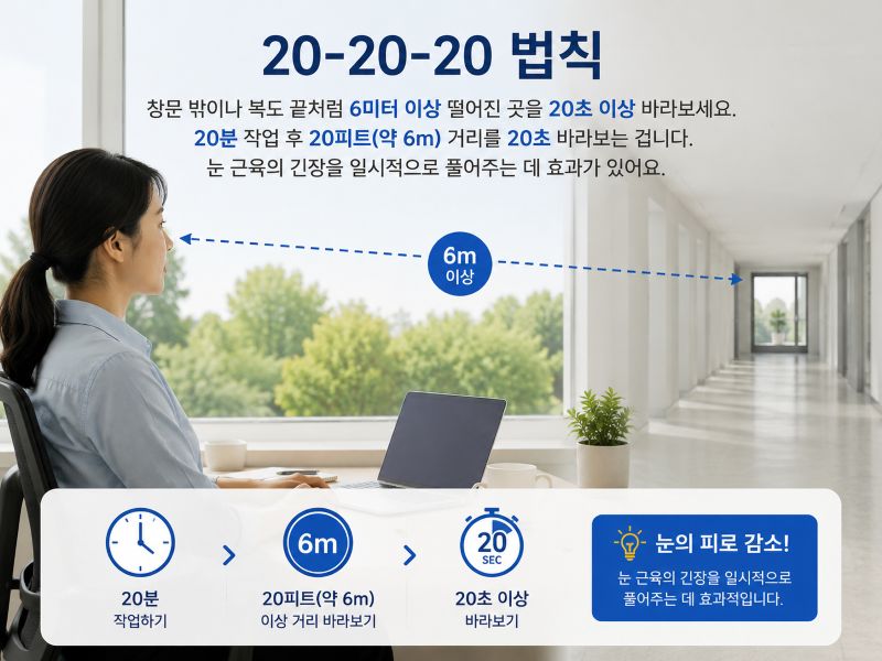 눈 피로 푸는 20-20-20 법칙