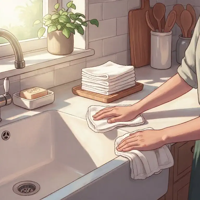 천행주로 조리대 닦기