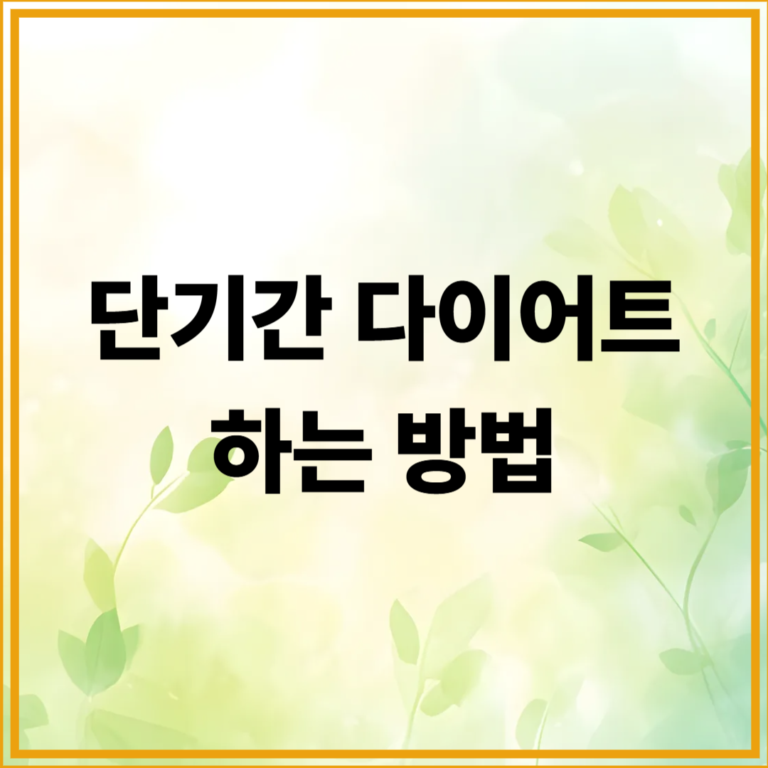 단기간 다이어트 하는 방법