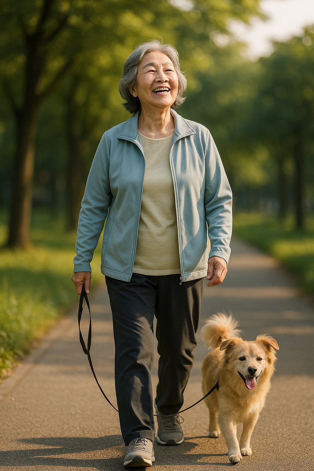 무릎통증없이 활기차게 산책하는 시니어
