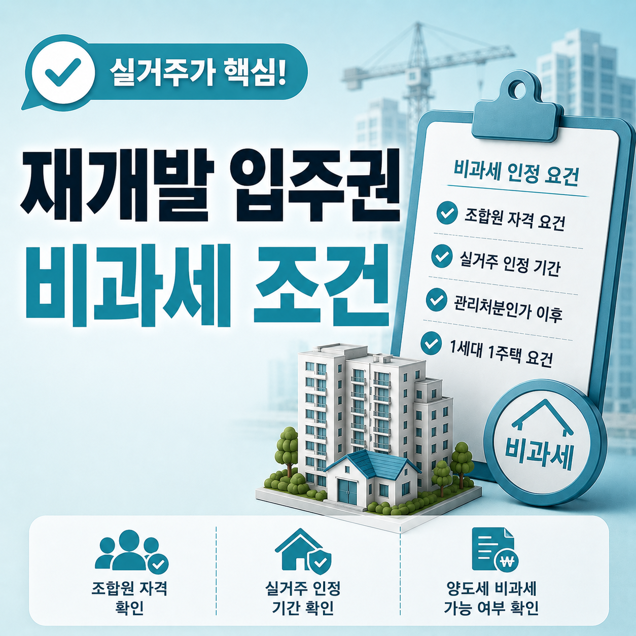 재개발 입주권 비과세 가능한 조건 비교