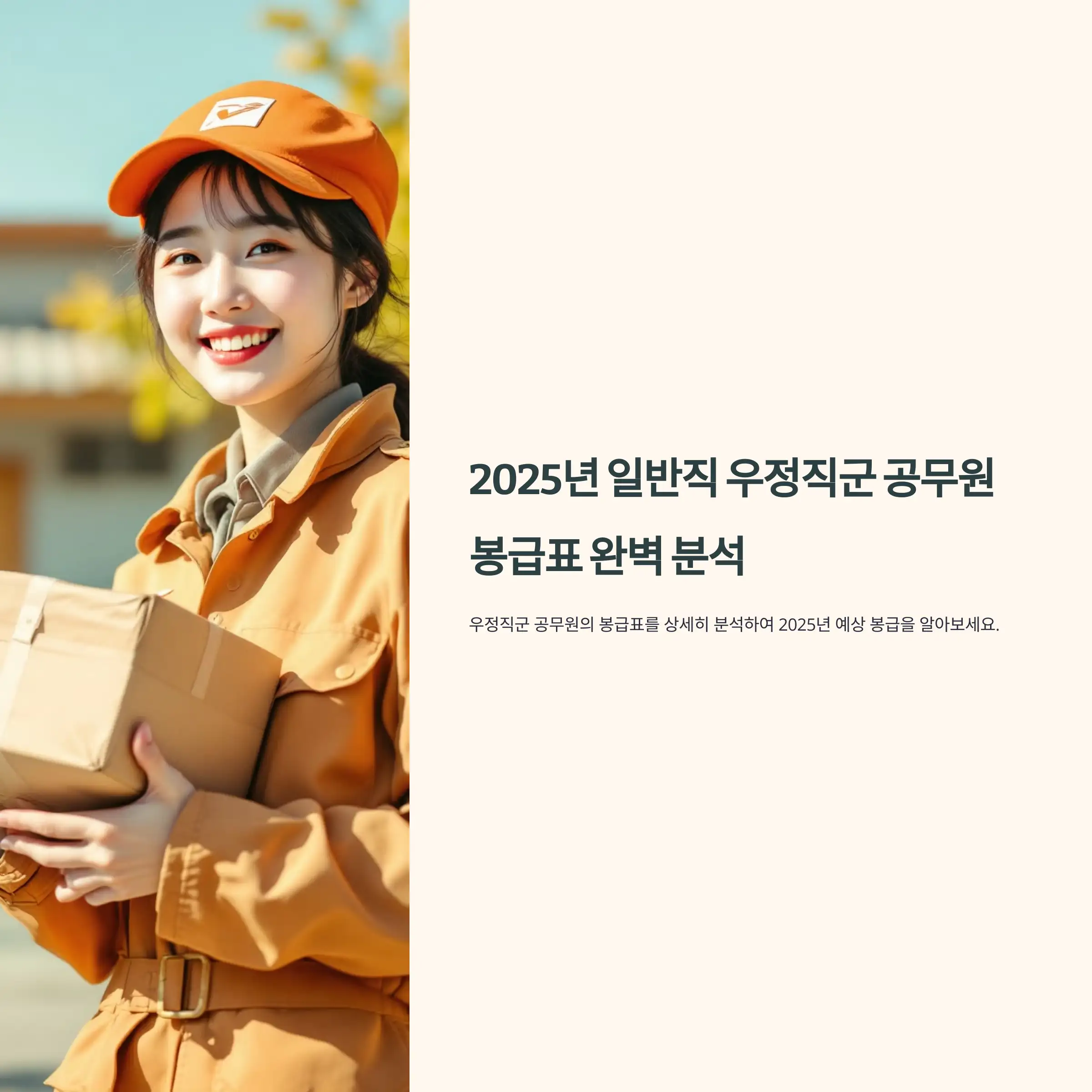 2025년 대한민국 일반직 우정직군 공무원 봉급표 우정 9급