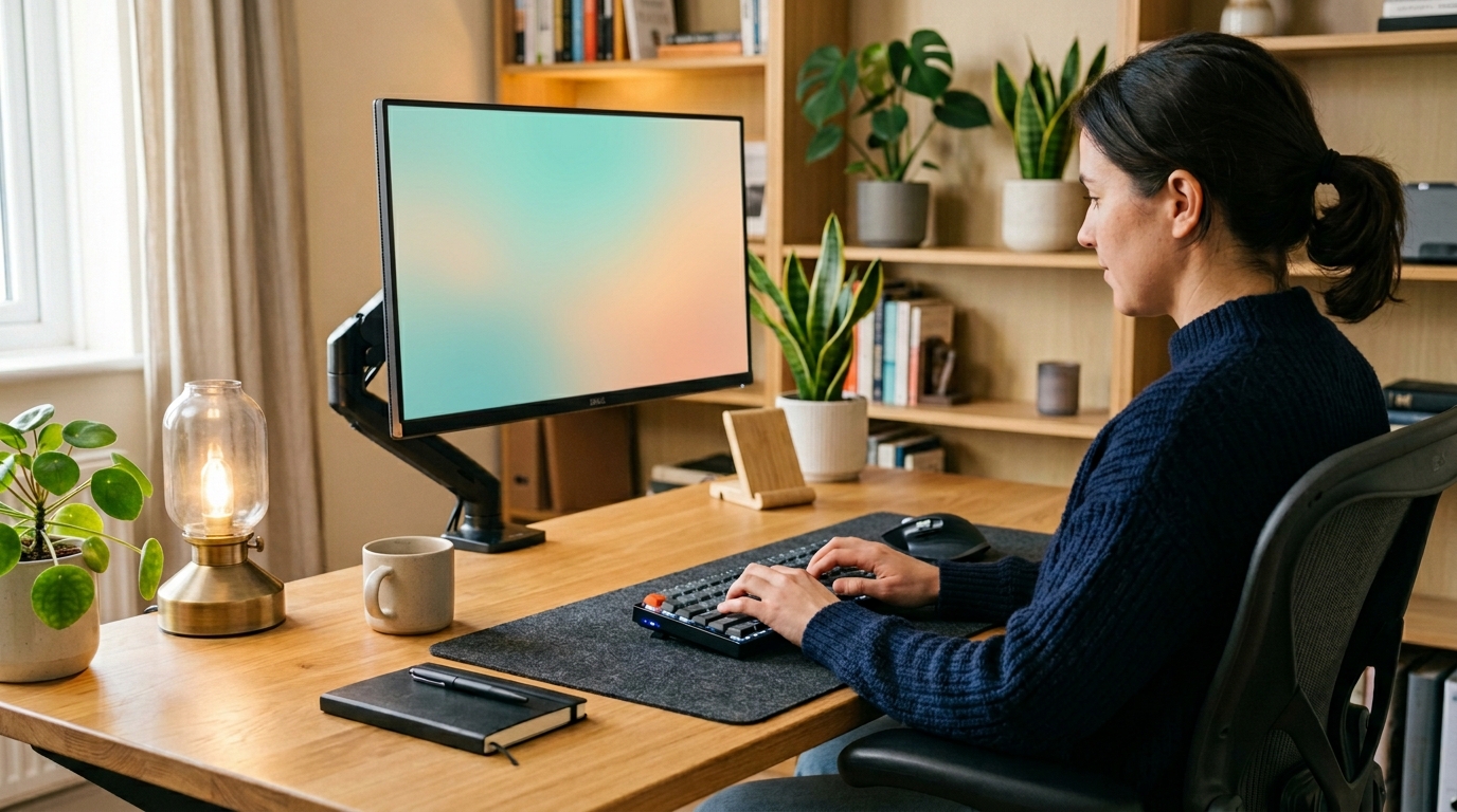 블루투스 키보드 연결 안정화 후 편하게 사용하는 상태