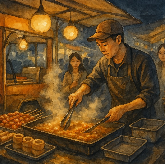 전통 시장 아침 시간대 및 밤 시간대 관련 이미지