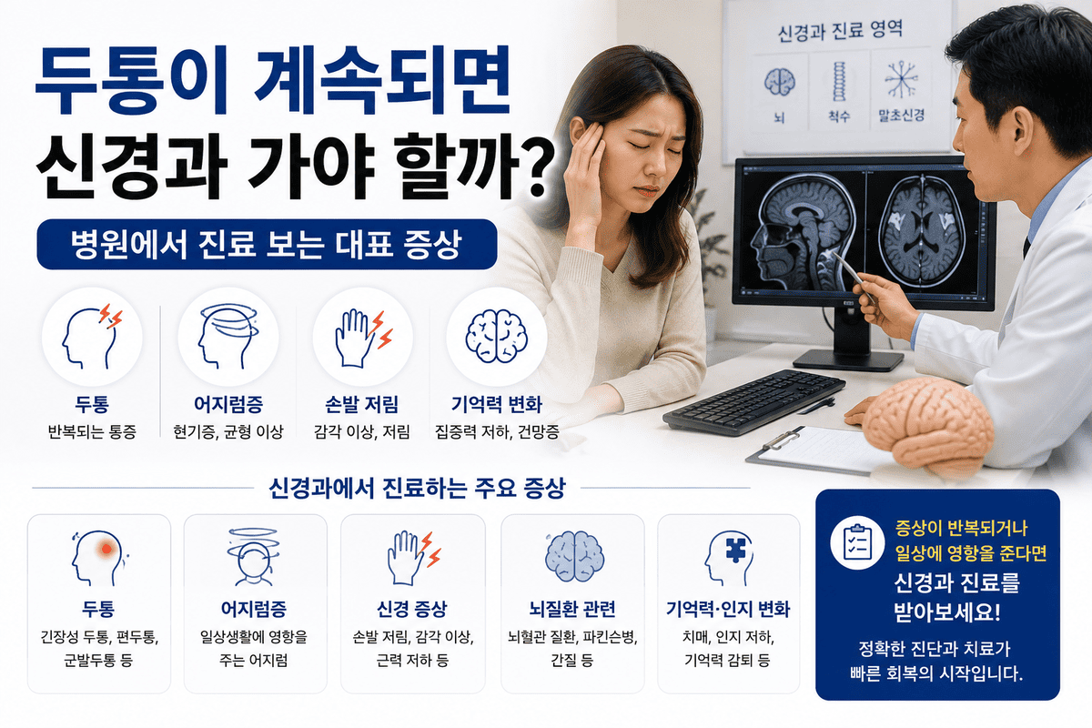 두통이 계속되면 신경과 가야 할까
