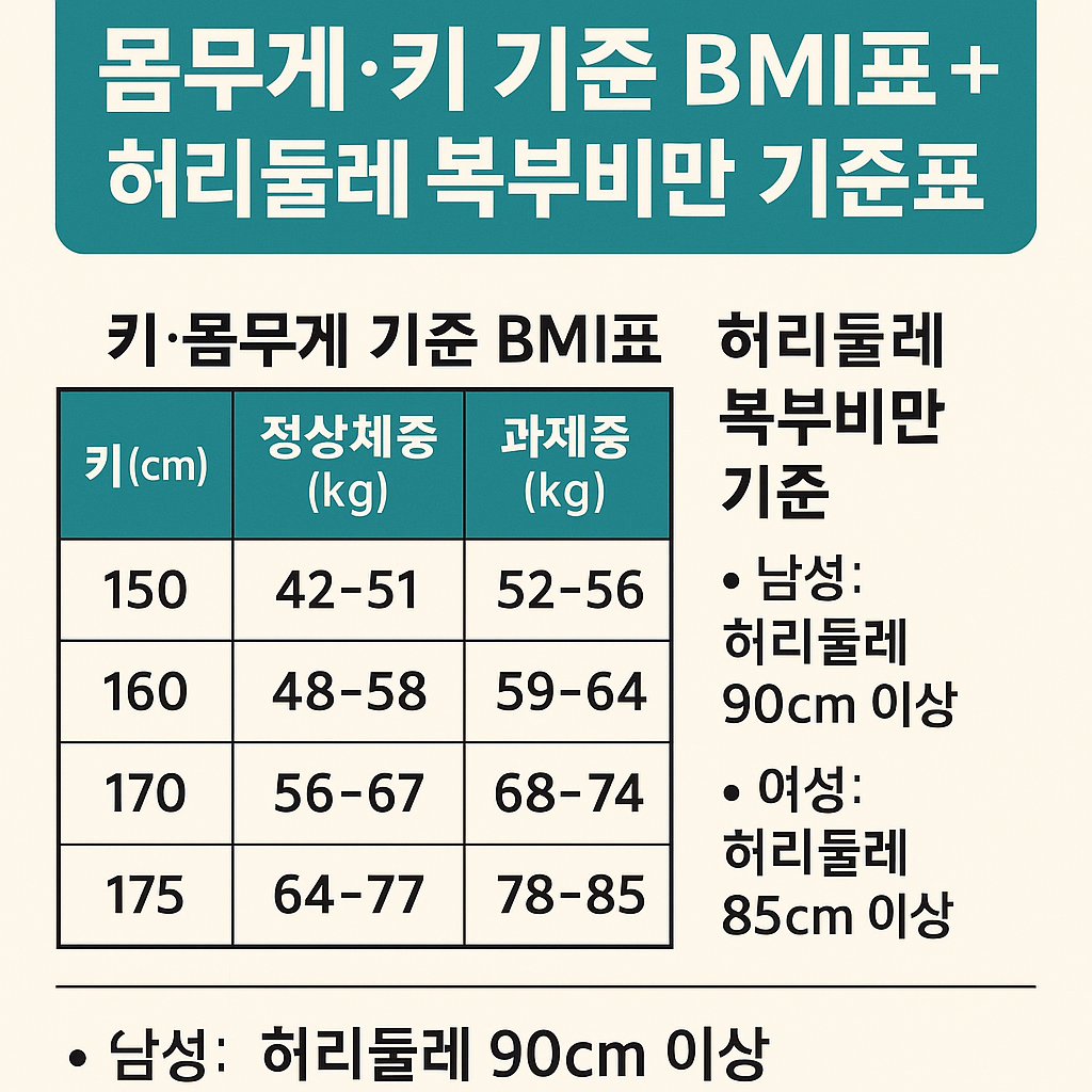 몸무게.키기준건강BMI표