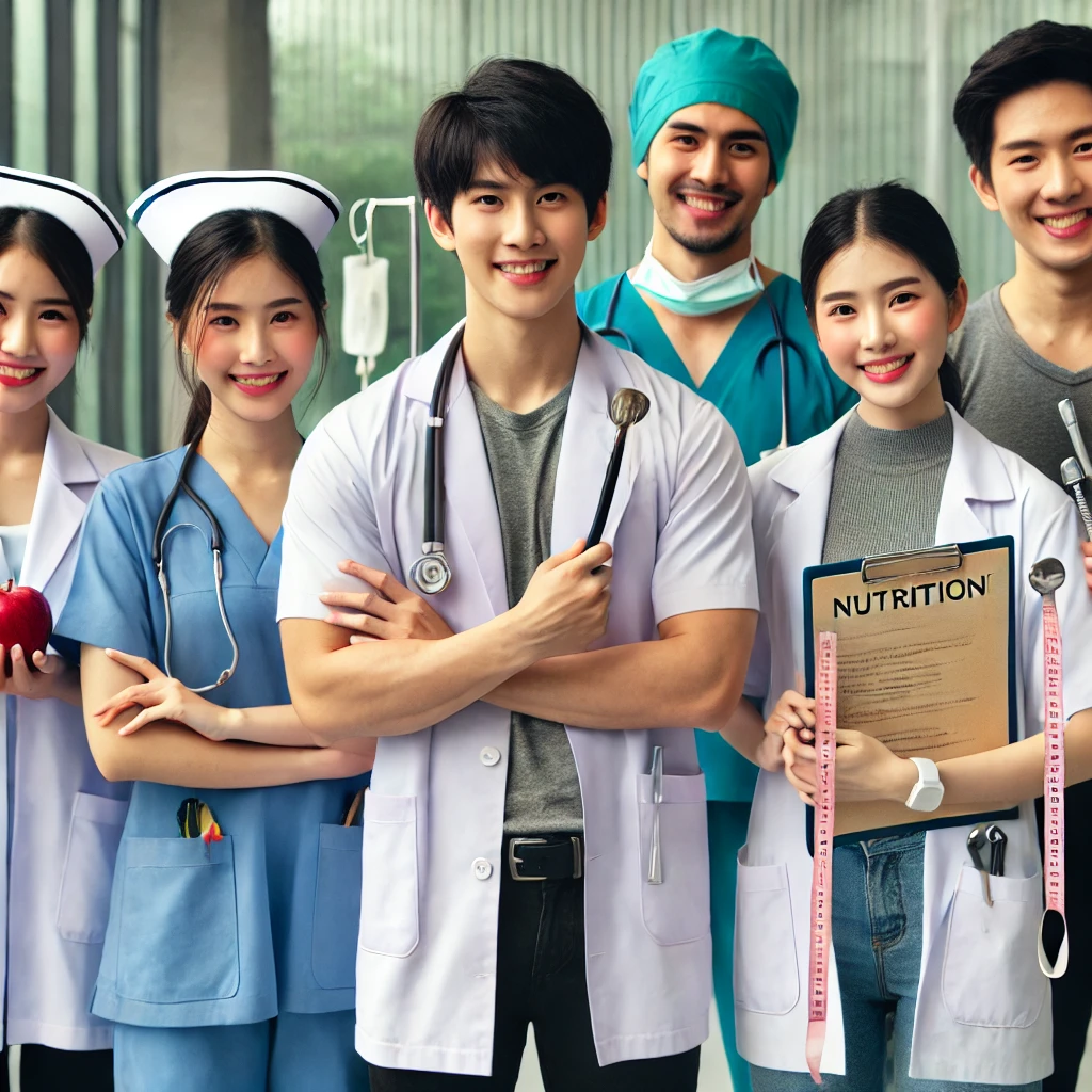 방문건강관리서비스 간호사, 영양사, 물리치료사, 치과위생사가 함께 팀을 이루어 건강 관리를 제공하는 모습