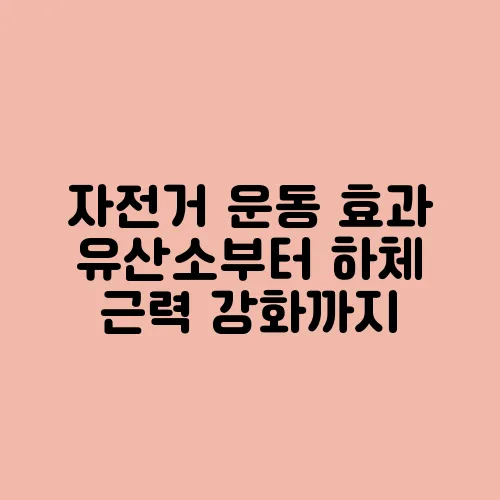 자전거 운동 효과 유산소부터 하체 근력 강화까지