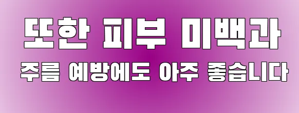  또한 피부 미백과 주름 예방에도 아주 좋습니다