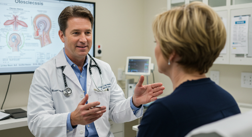 이석증을 환자에게 설명하는 의사