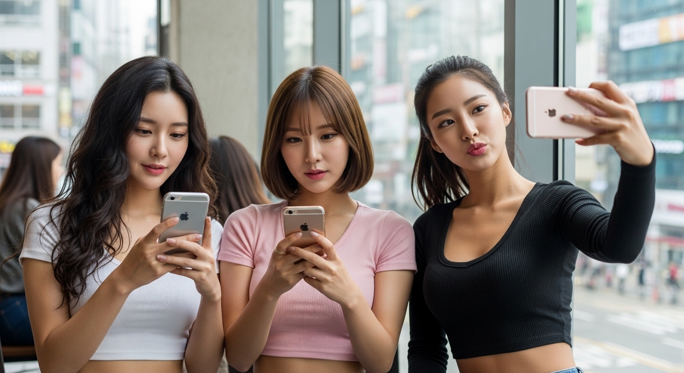 아이폰을 사용하는 여자들