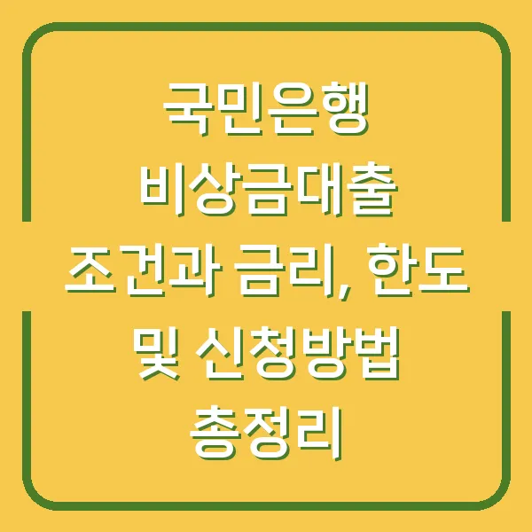 국민은행 비상금대출 조건과 금리, 한도 및 신청방법 총정리
