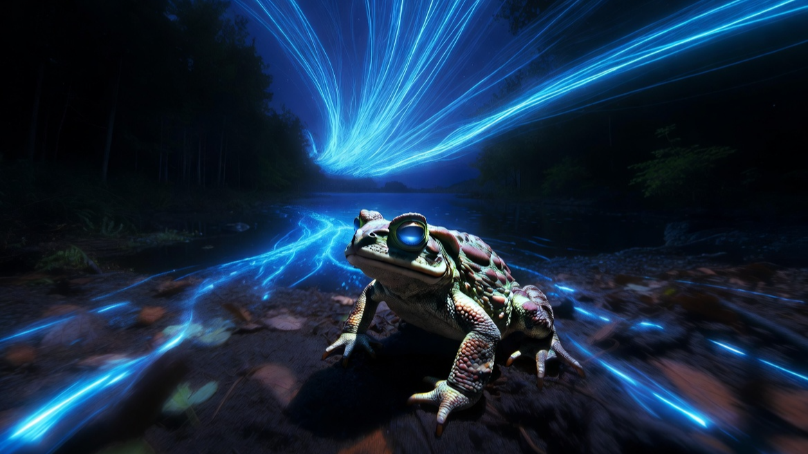 지구 자기장을 감지하여 고향 습지로 향하는 두꺼비의 생체 내비게이션 시각화