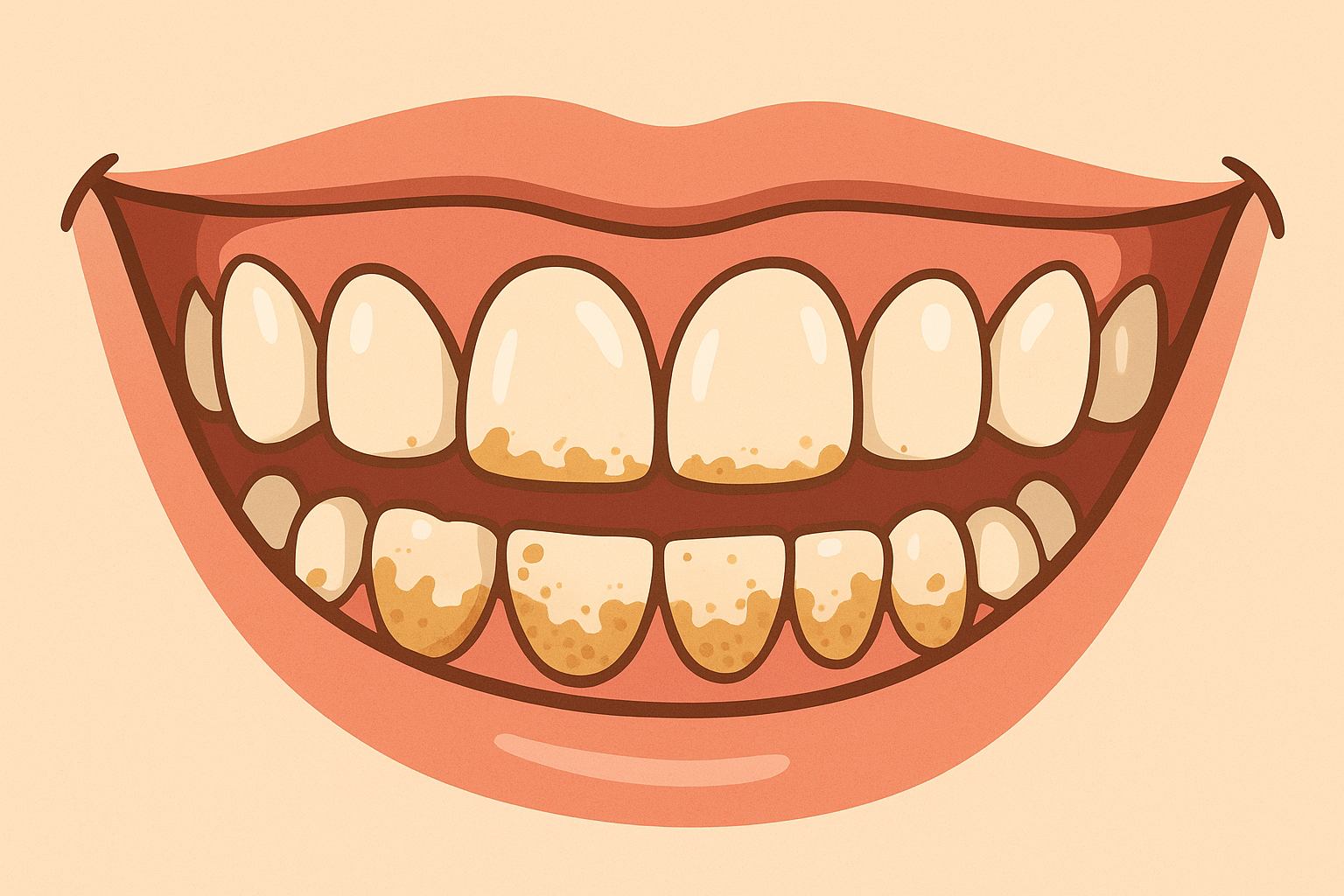 인간의 치아에 치석이 생긴 사진