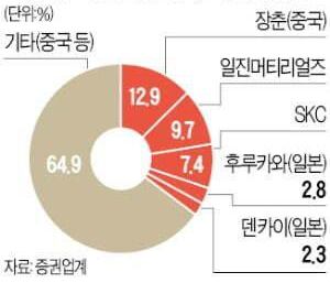 2019년 2차 전지용 동박 생산 기업 점유율