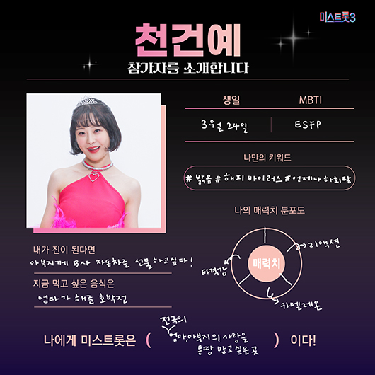 미스트롯3 참가자 명단 천건예