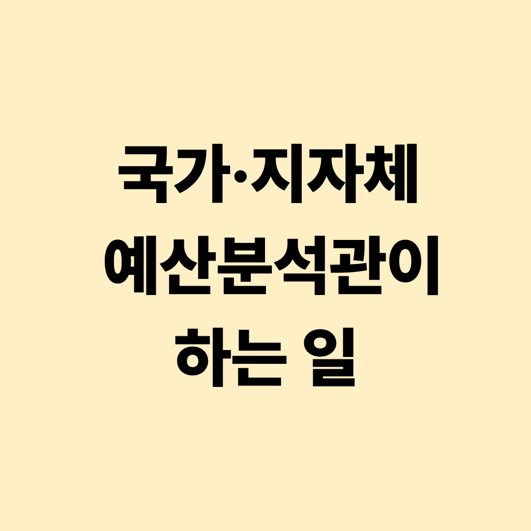 국가&middot;지자체 예산분석관 업무 설명 이미지